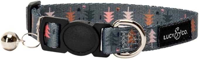 Lucy & Co. Take a Hike Breakaway Cat Collar with Bell – Designer Print Adjustable Safety Collar for Cats, Kittens & Small Dogs, Lightweight Pet Collar for Boy & Girl Cats – Large