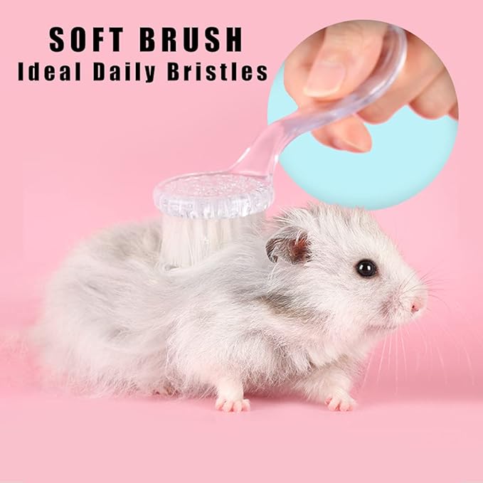 2 Pack Hamster Brush, Hedgehog Cleaning Supplies, Guinea Pig Massage Combs - Transparent