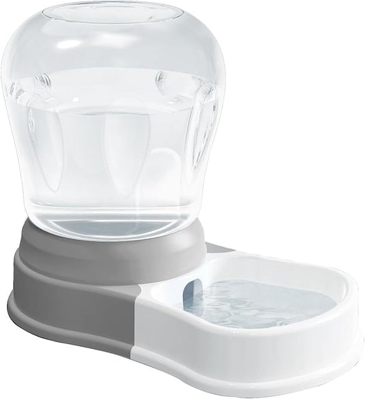 1 Gallon Automatic Dog Water Dispenser, Large Capacity Gravity Pet Water Bowl for Multiple Pets, BPA-Free Cat Water Feeder for Large Dogs, Refill Less Often, Grey