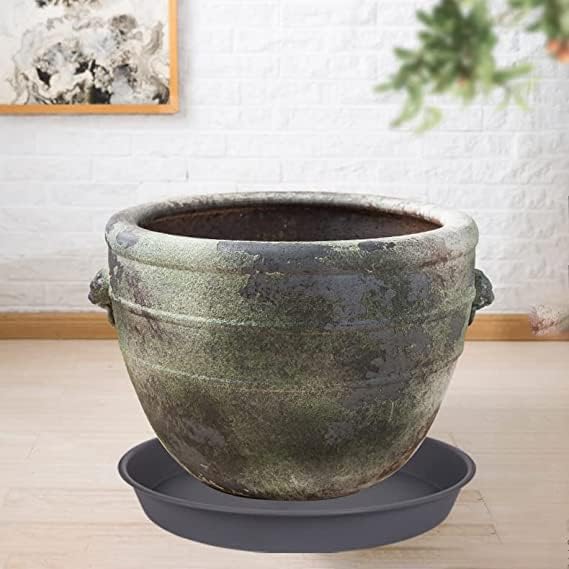 2 Pack of 10 inch Plant Saucer Gray, Heavy Duty Plastic Plant Saucer 10 inch Round, Durable Plant Tray for Pots, Plant Saucers for Indoors, Plant Trays for Planter 9"/10" (10", Cement)