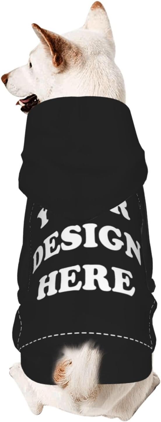 Dog Clothes, Custom Dog Hooded Sweatshirt, Personalized Pet Costume Robe Shirt with Text/Image/Club Name/Pet Shop Logo for Small Medium Large Dogs and Cats, Black, XXS