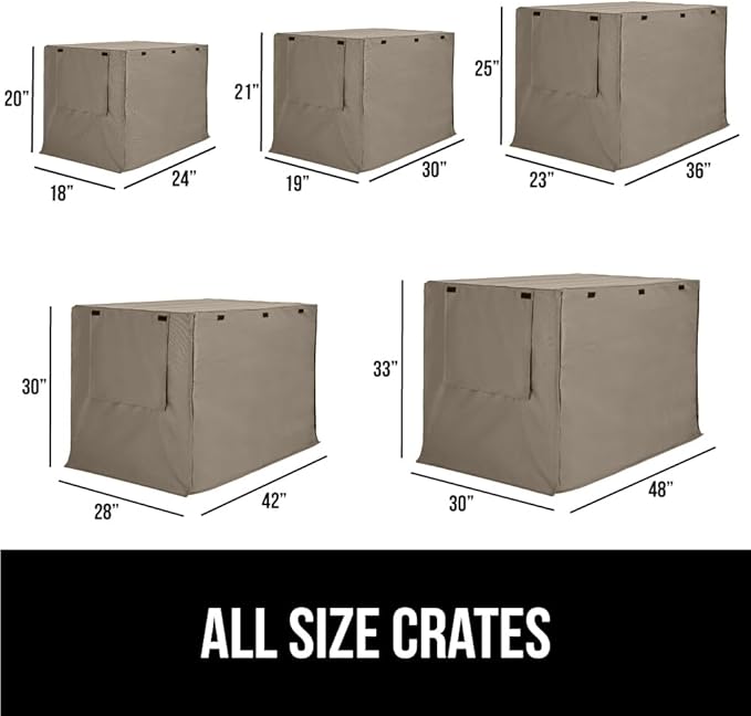 GORILLA GRIP Dog Crate Covers Compatible with Amazon Basics Dog Crates, All Sides Open, Privacy Cover Fits 36" Wire Kennel, Breathable Mesh Windows, Light Reducing Puppy Training Cage Topper, Taupe