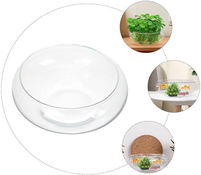 Glass Fish Bowl Clear Desktop Aquarium for Small Fish Hydroponic Plants for Home Office Decoration