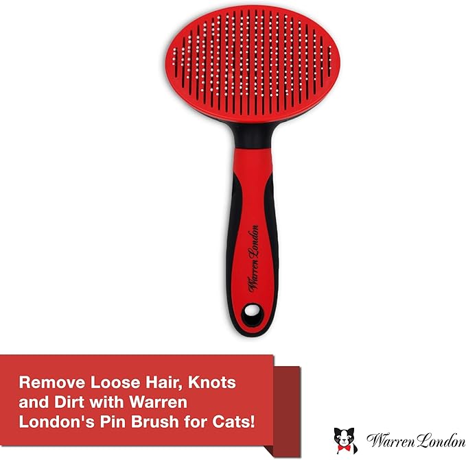 Warren London Cat Detangler Spray Bundle with Pin Brush for Matted Hair | Leave in Conditioner Pet Detangling Spray That Demattes & Refreshes | 8oz w/Pin Brush