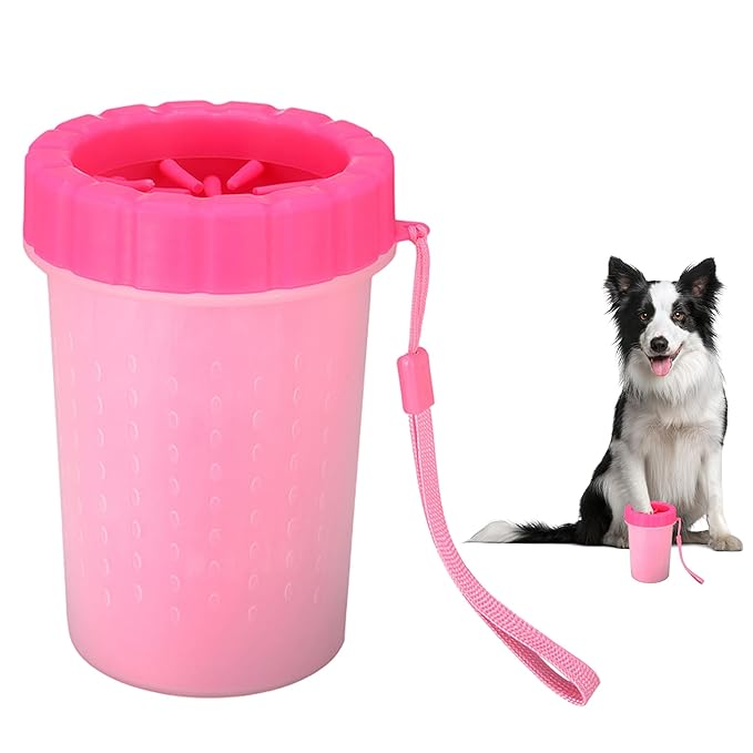 Pet Paw Cleaner Cup–Portable Dog Paw Washer with Soft Silicone Bristles–Easy to Use, Detachable, and Travel-Friendly (Red)