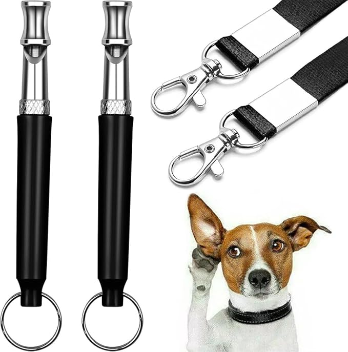 Dog Whistle - Stop Barking Neighbors Dog, Ultra-Wide Frequency Ultrasonic Silent Dog Whistle for Dog, 2 Pack Professional Recall Dog Training Whistles
