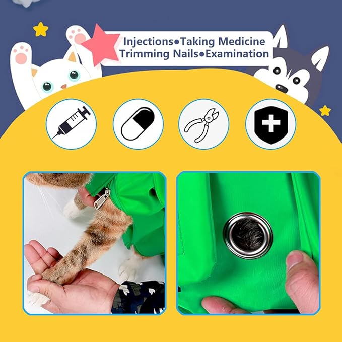 Kukaster Pet Cat’s Restraint Bag for Claw Care Nail Trimming Anti-Scratching Grooming Bag for Cats Medical Examination(Pink-s)