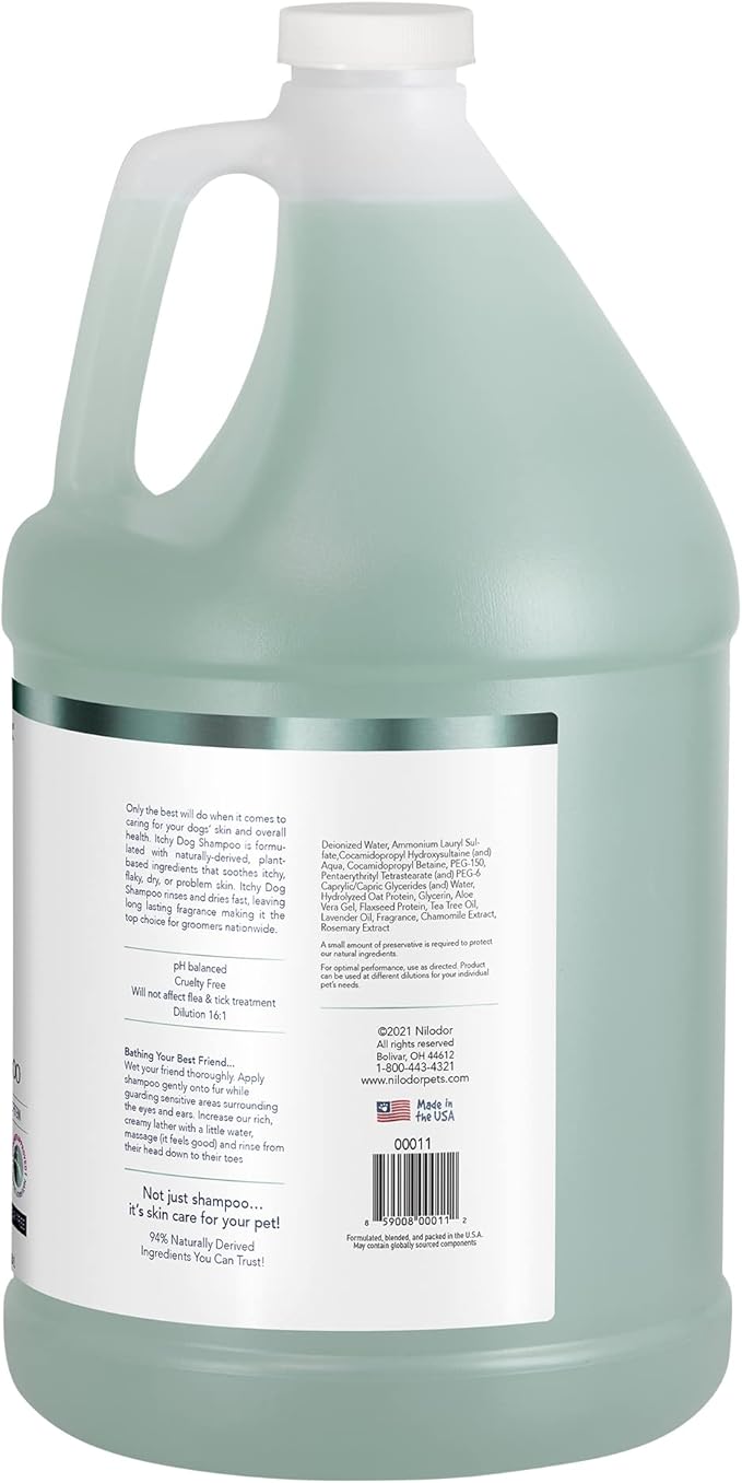 Bobbi Panter Dog Shampoo - Made in USA - All Natural Formula for Itch Relief & Soothing Skins, Concentrated 16:1 for Professional Groomers - Green Apple Scent, 1 Gallon