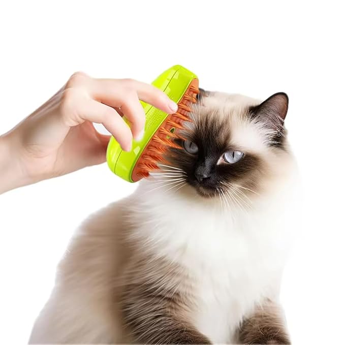3-in-1 Rechargeable Pet Hair Brush: Massager, Steamy Comb & Self-Cleaning Mist Spray for Cats & Dogs