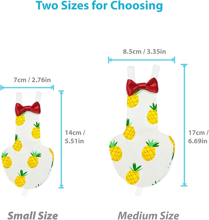 UKJENT Bird Diaper with 78 Inch Flying Leash - 2 Pack, Reusable Flight Suit with Waterproof Inner Layer, Washable Cute Urine Wet Suit for Cockatiel Monk Parakeet Sun Parakeet Lory(S)
