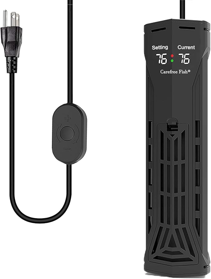 Carefree Fish 100/200/300/500/800W Paladin Aquarium Heater PTC Ceramics Heating Rod Digital LED Intelligent Leaving Water Automatically Stop Heating System for Freshwater and Saltwater No Cooking Fish
