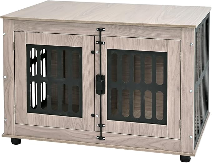 Amazon Basics Heavy Duty Dog Crate Furniture for Small to Medium Dogs, Wooden Decorative Dog Kennel Cage Indoor with Safety Lock, 38.5" L x 26.8" W x 25.6" H