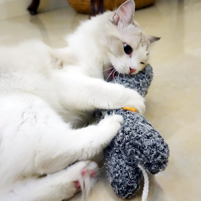 TTcat Catnip Silvervine Matatabi Pillow for Cats & Kittens,Cat Kicker Toy,Large Size Cat Pillow Soothing Plush Cat Toy(Grey).