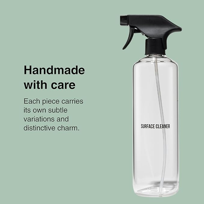 Public Goods Empty Glass Spray Bottle for Multi-Surface Cleaner | Refillable Spray Bottle for Cleaning | Made with Borosilicate Glass for Countertops, Tile, Floors, Appliances | BPA Free | 24 Oz