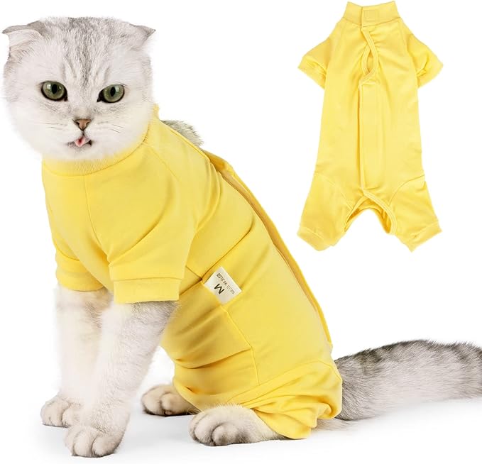 LIANZIMAU Cat Surgical Recovery Suit Professional for Male Female Dog Abdominal Wounds Cone E-Collar Alternative Anti-Licking Pet Surgical Recovery Pajama Suit Soft Fabric Onesie for Cats