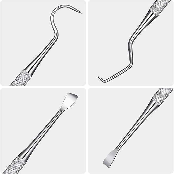 Mudder 4 Pieces Dog Dental Tools Pet Tooth Scaler and Scraper Set Stainless Double Headed Cleaning Tool Tartar Remover for Dogs Cats