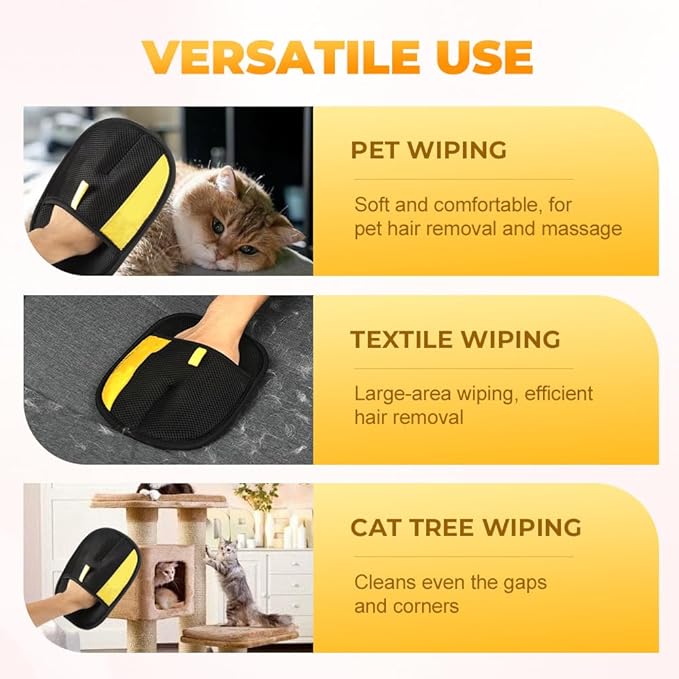 Electrostatic Gloves Pet Hair Removal Glove for Cats & Dogs, 2025 New Pet Hair Remover Glove for Couch, Furniture, Carpet, Curtain, Washable Reusable Animal Fur Removal Tool (3PCS)
