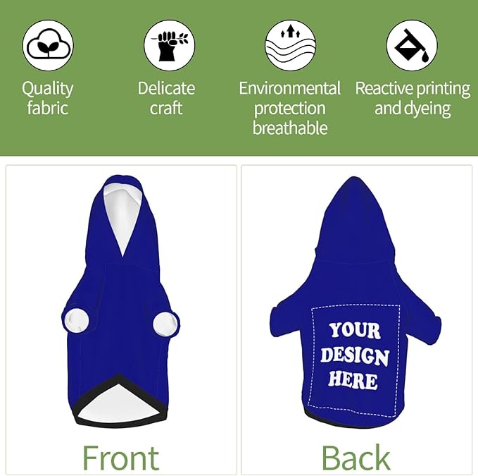 Personalized Dog Hoodie, Custom Dog Costumes for Small Dogs, Holiday Happy Dog Clothes Football Pet Shirt Sweater with Name Number for Girl/Boy Cats/Kitten, Blue, XL