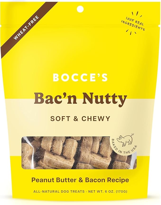 Bocce's Bakery Bac’n Nutty Cookie + Training Dog Treat Bundle – Natural, Wheat-Free Soft & Chewy Cookies Made with Real Ingredients and Baked in The USA – 2 Pack Bundle