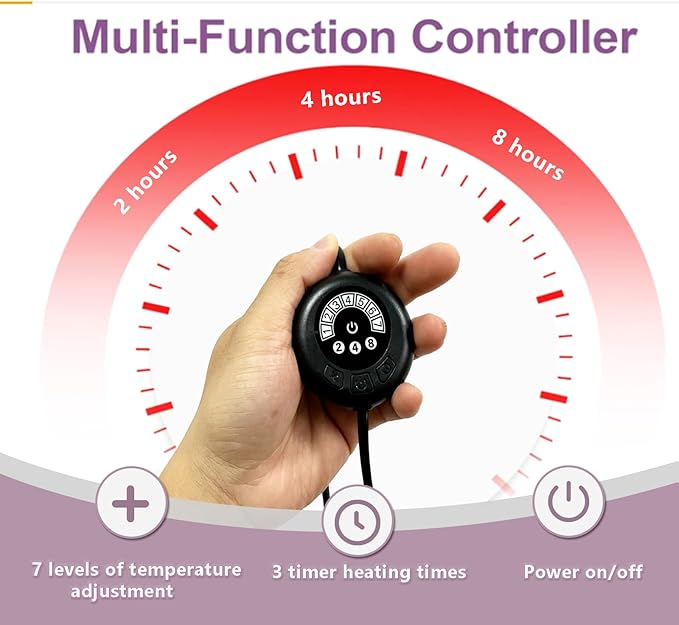 Reptile Heat Pad with 7 Button Temperature Adjustment, Under Tank Terrarium Heat Mat for Reptiles Tortoise Snakes Lizard Gecko Frog Hermit Crab and Other Small Animals, 7W Reptile Heating Pads