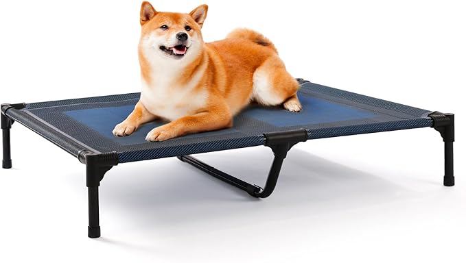 petizer 36" Elevated Dog Bed for Large Dogs, Outdoor Dog Cot Bed Waterproof, XL Dog Bed with Supporting Bars - Up to 120 LBs, Washable Breathable Raised Cooling Pet Bed, Indestructible, Large