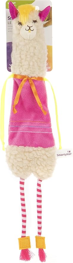 SmartyKat Leggy Llama Kicker Plush Catnip Cat Toy - White/Pink, One Size