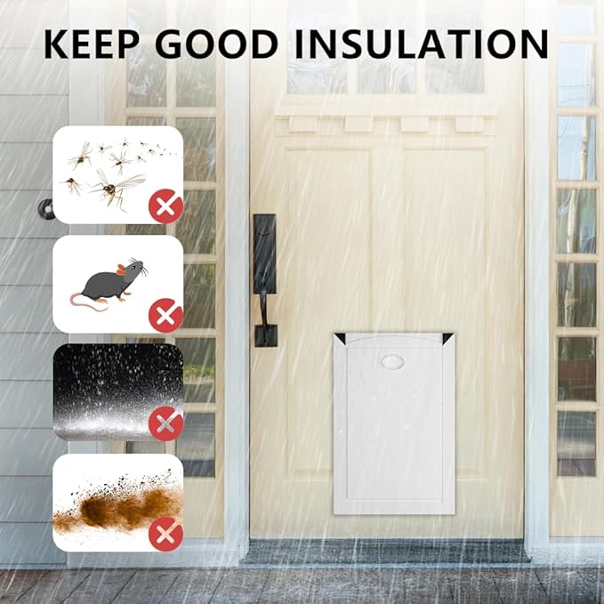 [MAVRICPOWER] Aluminum XL Dog Door with 2 Sliding Lock Panels, Doggy Door for Door with Adjustable Tunnel, Never Rust Pet Door for Dogs Up to 220 lbs