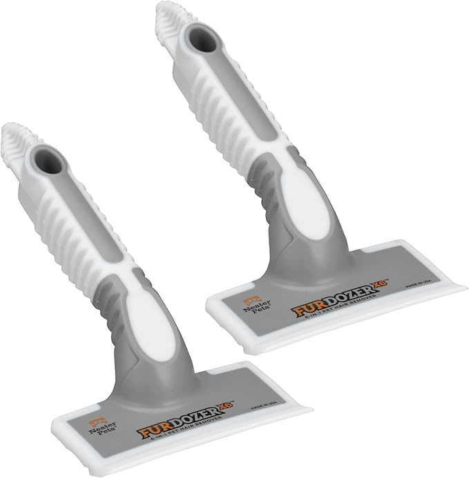 FurDozer X6 Pet Hair Remover & Auto Detailing Tool - Cat & Dog Hair Remover for Carpets, Car Interiors, Couches, Bedding, & Pet Furniture - Reusable Pet Hair Removal Tool for Fur & Lint (Grey, 2-Pack)