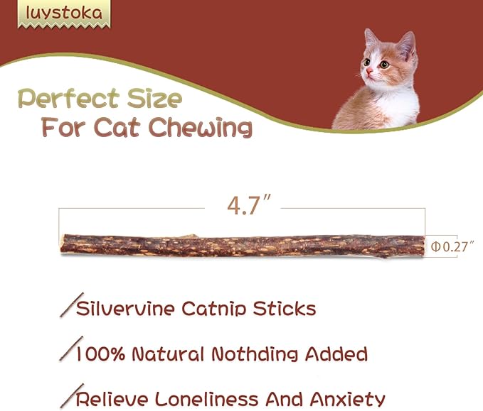Cat Toys - Silvervine & Matatabi Catnip Toys, 10PCS Indoor Kitty Chew Sticks & Wand Toys for Bored Cats