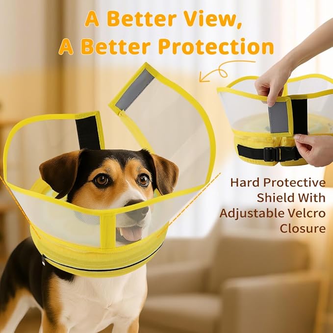 Inspack Soft Dog Cone Collar, Inflatable Donut Cones Alternative after Surgery with No-Lick Shield for Large/Medium/Small Dogs to Stop Licking, Elizabethan Neck Ecollars of Shame Comfy Pillow Recovery