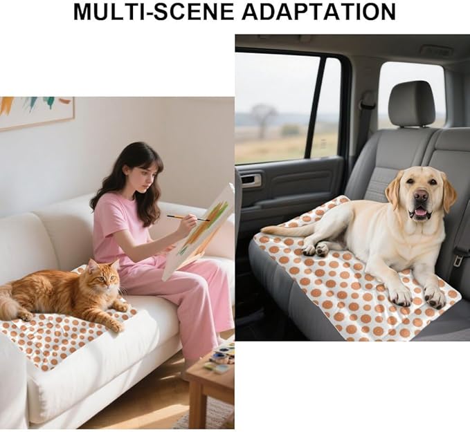 Orange Polka Dot Cute Big Dog Bed Furniture Dog Crate Mat Washable Crate Pad Washable Puppy Bed for Non-Slip Small Chew Resistant for Mat Needs Home Indoor Outdoor 24X18 Inch