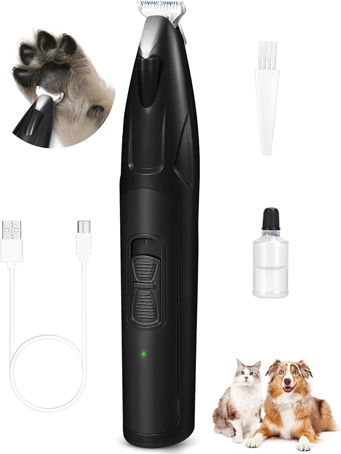 LEYOUFU Dog Clippers for Grooming, 2 Speed Dog Paw Trimmer with LED Light, Rechargeable Low Noise Pet Shaver for Trimming Dogs Cats Hair Around Paws, Eyes, Ears, Face, Rump (Black)