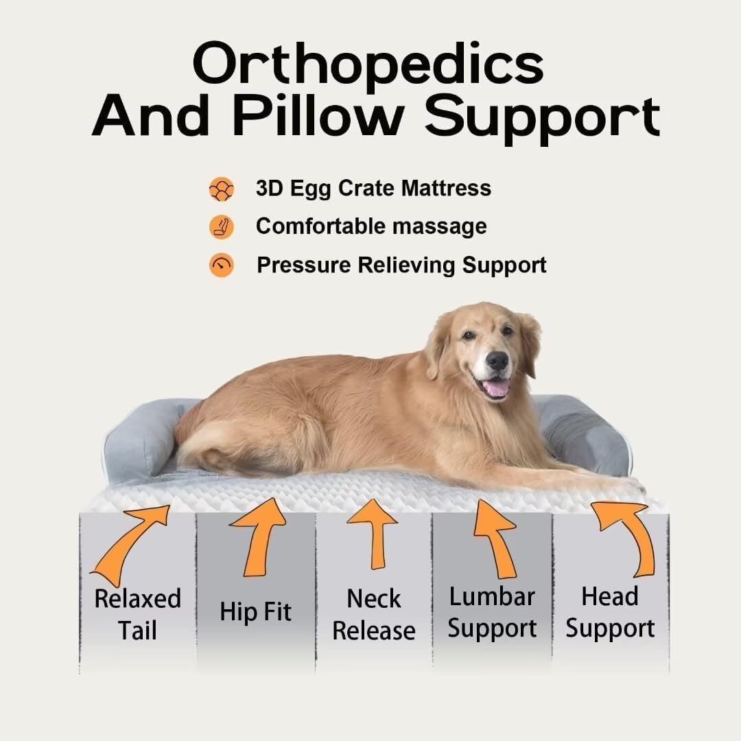 Small Dog Bed Waterproof Orthopedic Dog Beds for Medium Sized Dogs Comfy Pet Cat Bed with Sides, Washable Removable Cover