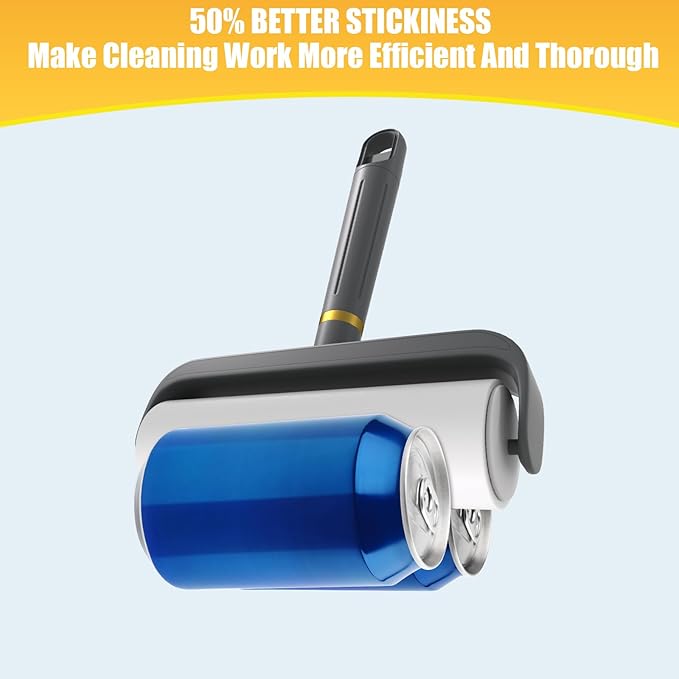 6.3" Large Surface Lint Roller Refills, Extra Sticky Roller for Clothing, Pet Hair, Furniture Cleaning, 6 Refills Total 600 Sheets