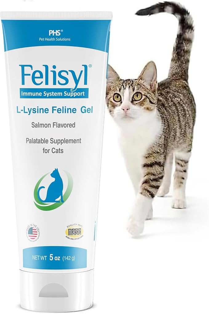 L-Lysine Gel for Cats (5oz) – Supports Immune, Respiratory, and Eye Health. Eases Sneezing, Runny Nose, and Watery Eyes. Tasty Salmon Flavor - Made in The USA