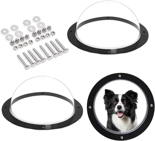 2 Pack Dog Fence Window,12.4 in Acrylic Clear Pet Dome View Playground Doggie Wood Fence Window Bubble Peek Window for Dog and Cats Deep 4.7 Inch(XL)