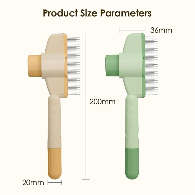 Flea Comb for Cat Hair Removal Comb, 2025 New Self-Cleaning Flea Brush for Cats and Dog, Comfort Cat Hair Removal Tool with Long & Short Stainless Steel Metal Grooming Brush(Yellow)
