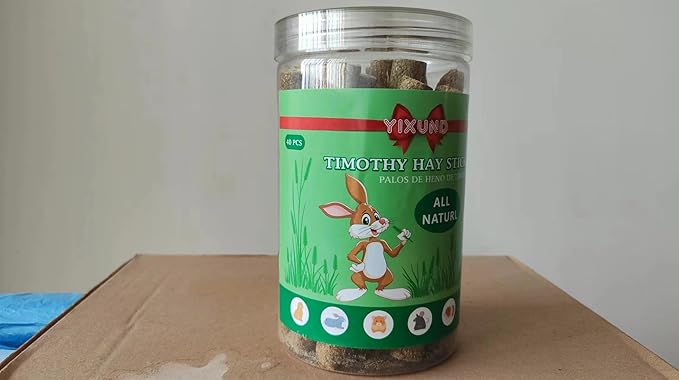 Timothy Hay Sticks Treats for Rabbits & Other Small Pets - 40pcs Natural Handmade Chew Toys