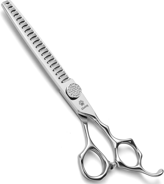 GLADOG 7" Chunkers Dog Grooming Scissors - Premium 9CR Dog Scissors for Grooming with Luxurious Diamond Nut，Ideal Dogs Shears for Reducing Bulk, Dogs Hair Scissor，Cat Scissor