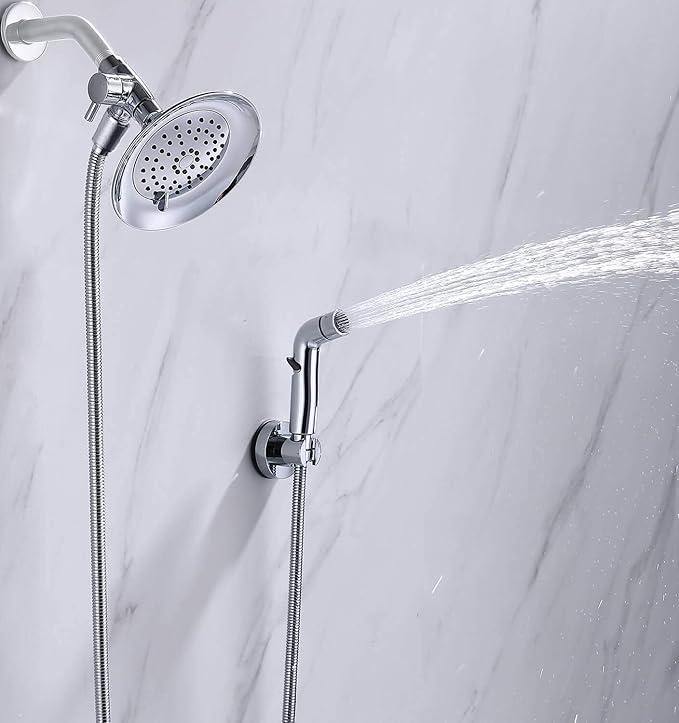 G-Promise Dog Shower Sprayer Attachment for Fast and Clean Pet Showering, Multifunctional Shower, Metal Diverter, 118 Inch Extra Long Hose, No Drill Hook, Dog Washing-Bathroom (Chrome)