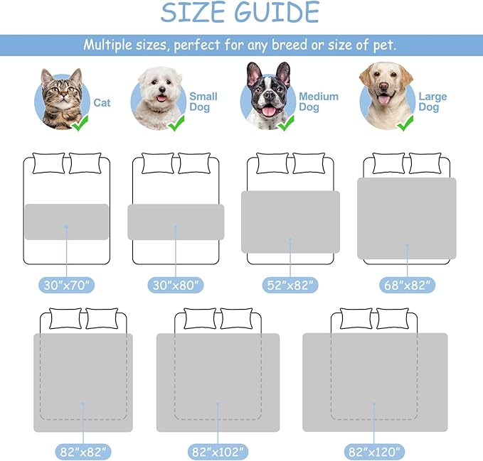 SPXTEX 100% Waterproof Dog Bed Cover, Reusable Pet Furniture Cover, Non-Slip Dog Blanket Incontinence Mattress, for Kids Children Dog Cats Cover Sofa Couch(30x70 Inches, Beige)