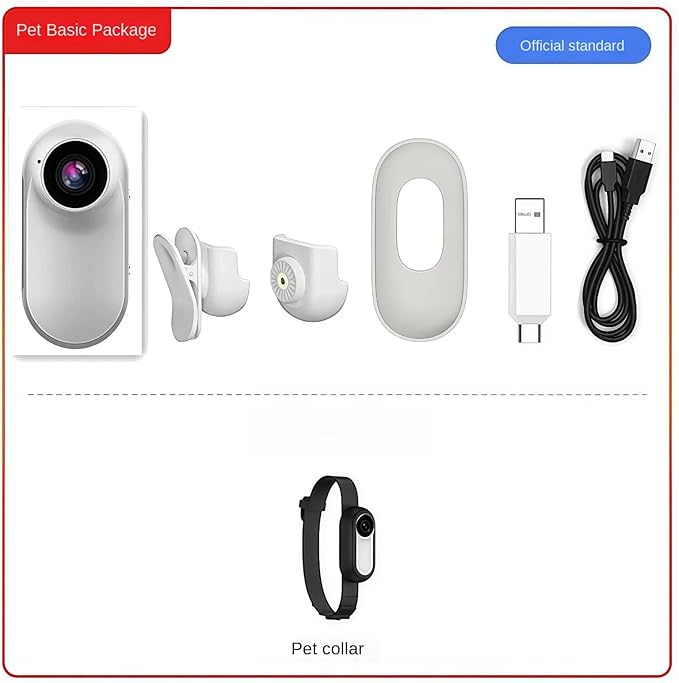 1080P Pet Camera Collar, HD Wearable Action Cam for Cats & Small Dogs - Wireless Mini Body Camera with Wide Angle, Adjustable Mount for Collar, Helmet, Bike (No WiFi Needed)