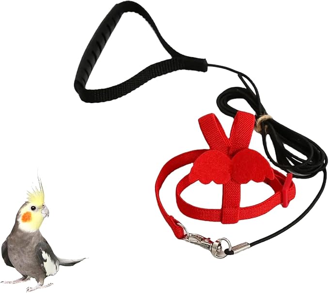 UKJENT Bird Diaper with 78 Inch Flying Leash - 2 Pack, Reusable Flight Suit with Waterproof Inner Layer, Washable Cute Urine Wet Suit for Cockatiel Monk Parakeet Sun Parakeet Lory(S)