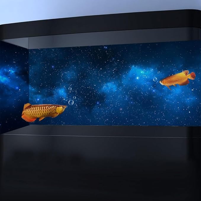 24X12IN Starry Aquarium Background, Art Starry Fish Tank Decorations Background, with 8 EVA Double-Sided Tape