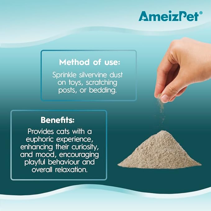 Silvervine Dust for Cats, Catnip Alternative for Training & Play, Cat & Kitten Behaviour Dust 35g (0.08 Oz)