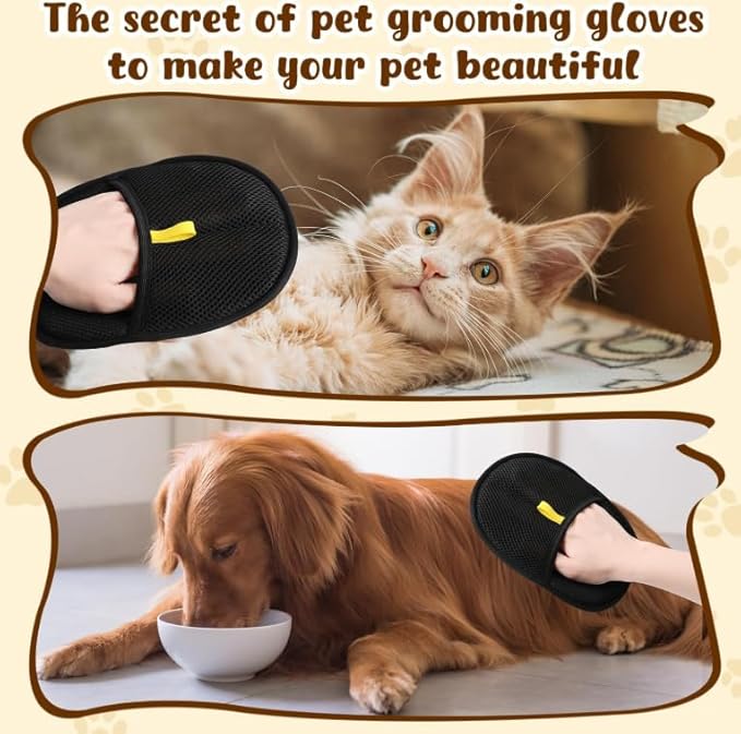 Pet Hair Removal Gloves Brush, Reusable Cat Dog Electrostatic Hair Remover Grooming Glove Tool