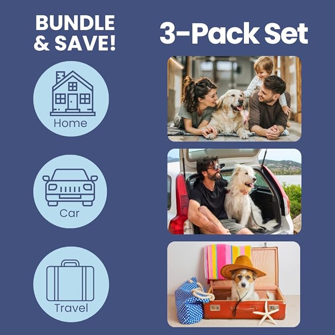 Dog First Aid Kit 3-Pack – 2 Hard-Sided & 1 Compact Travel Pet First Aid Kits – Vet-Approved Emergency Supplies with First Aid Guide, Tick Remover, Thermal Blanket for Hiking, Camping, Car, RV