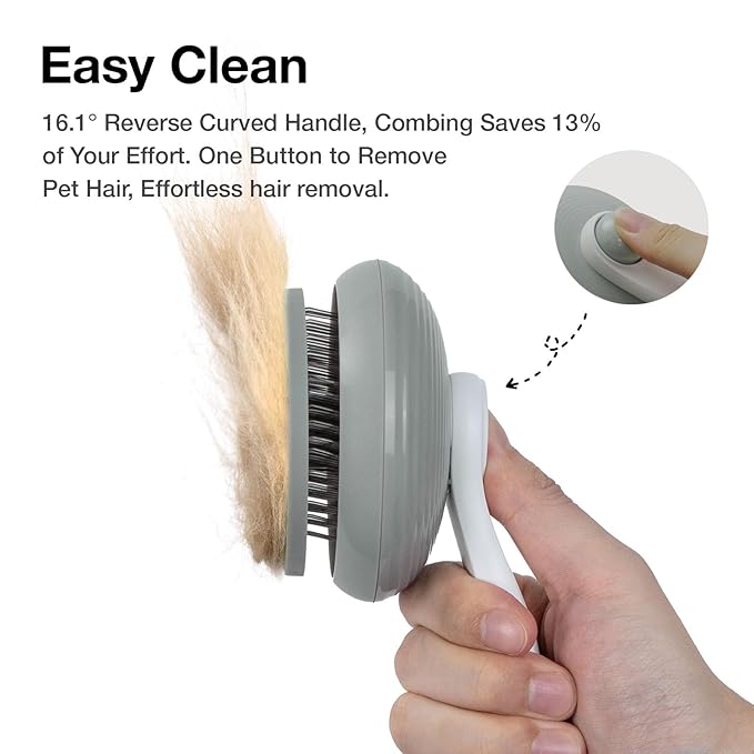 Cat Brush for Shedding, Pet Grooming Self Cleaning Slicker Brush for Cats & Dogs, Grey
