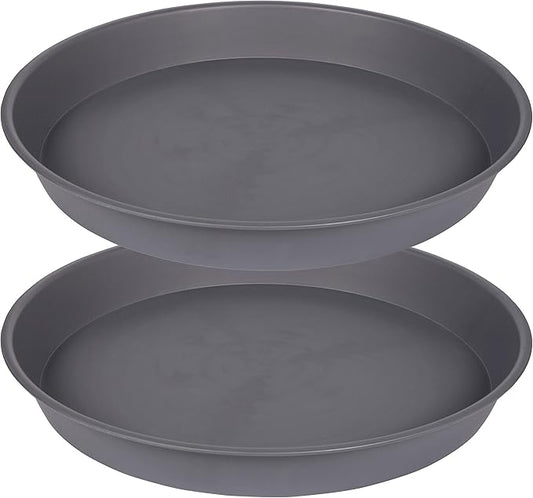 2 Pack of 20 21 inch Plant Saucer Round, Deep Plant Saucers for Pots, Heavy Duty Plastic Plant Drip Tray for Indoors Outdoor, Bird Bath Bowls, Plant Trays for Planter 19-22" (21 inch, Cement)
