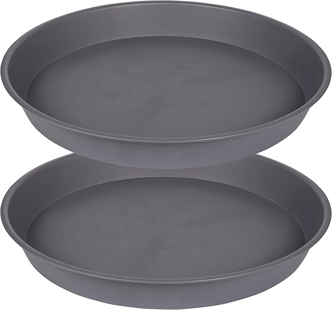 2 Pack of 10 inch Plant Saucer Gray, Heavy Duty Plastic Plant Saucer 10 inch Round, Durable Plant Tray for Pots, Plant Saucers for Indoors, Plant Trays for Planter 9"/10" (10", Cement)